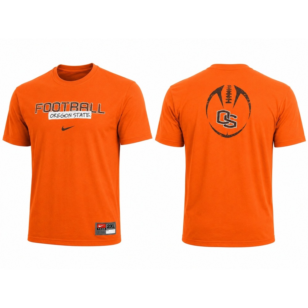 Nike Team Oregon State Beavers Football T-Shirt Mens 2XL Orange NCAA Graphic Tee